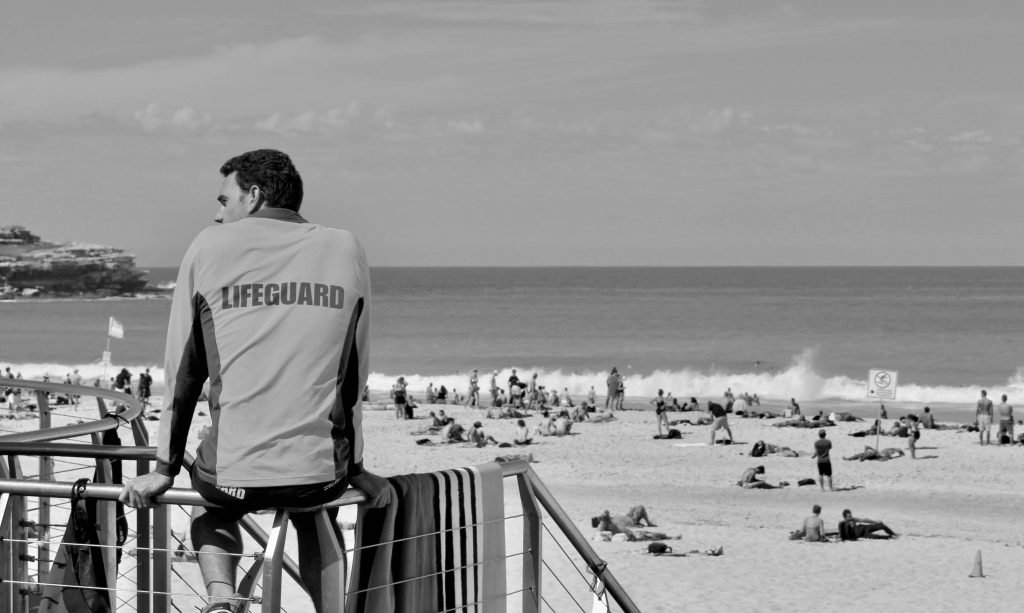 Sruf Lifesaver watching over Bondi Beach