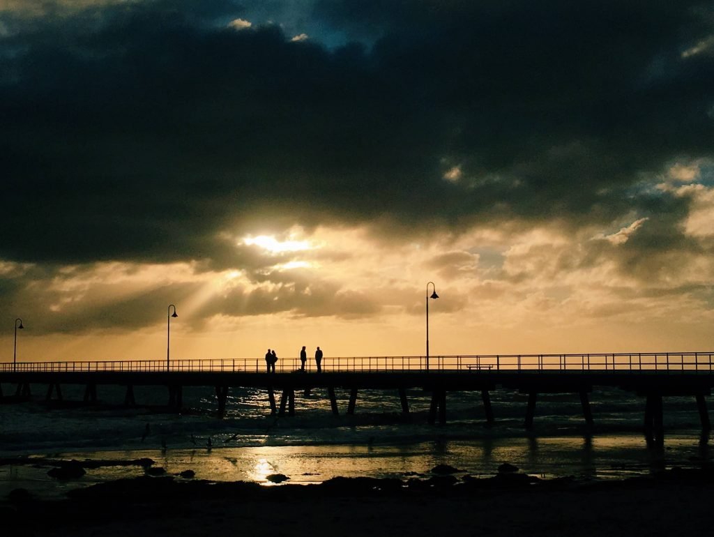 Glenelg beach pier Adelaide at dusk